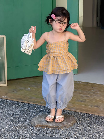 Cotton Slub Slouchy Balloon Pants 裾フリル バルーンパンツ【mh0012757】 MaiTianJi ロングパンツ・スウェットパンツ