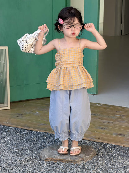 Cotton Slub Slouchy Balloon Pants 裾フリル バルーンパンツ【mh0012757】 MaiTianJi ロングパンツ・スウェットパンツ