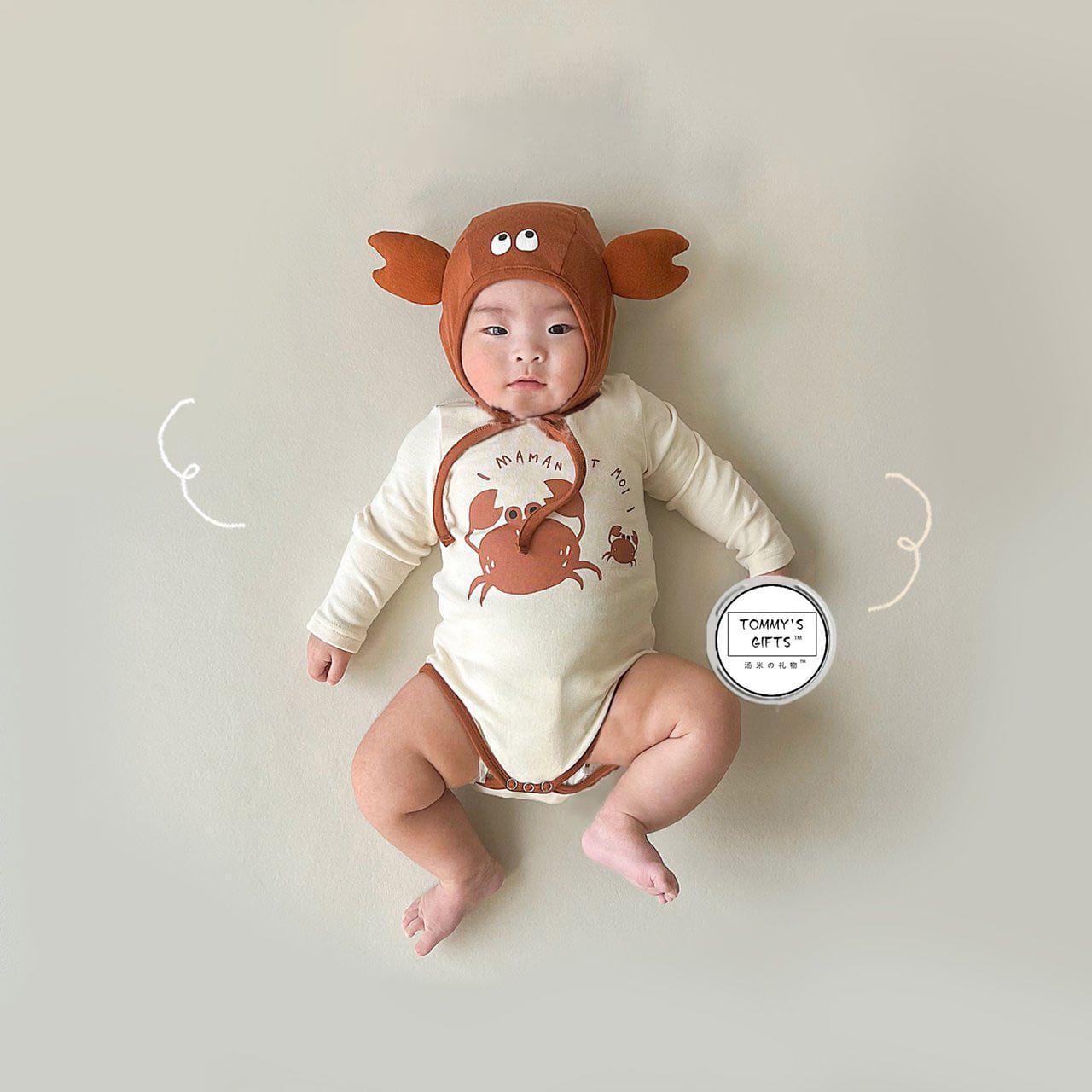 Crab Short Long Sleeve Bodysuit カニ 半袖/長袖ロンパース コスチューム【mh0013373】 TOMMY'S GIFTS 半袖ロンパース