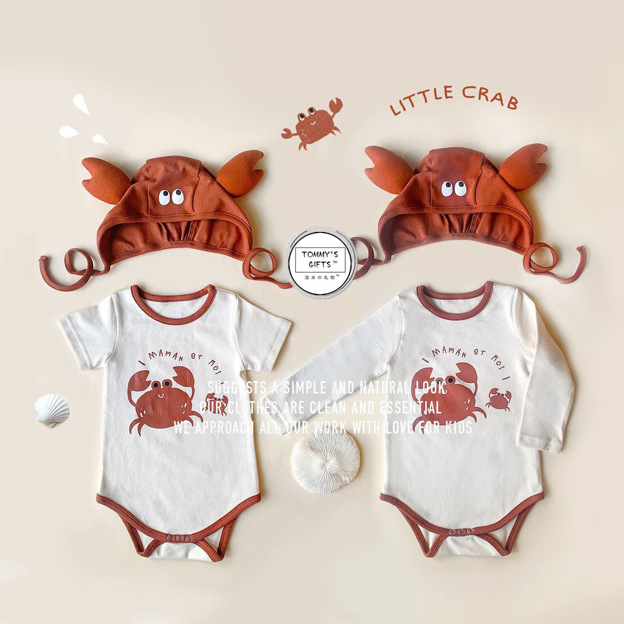 Crab Short Long Sleeve Bodysuit カニ 半袖/長袖ロンパース コスチューム【mh0013373】 TOMMY'S GIFTS 半袖ロンパース