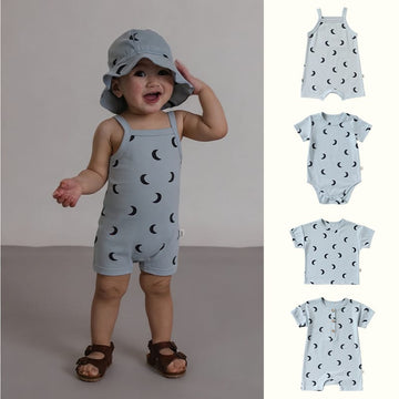 Crescent Moon Series ムーンプリント ロンパース Tシャツ【mh0013026】 Beitaoya 半袖ロンパース