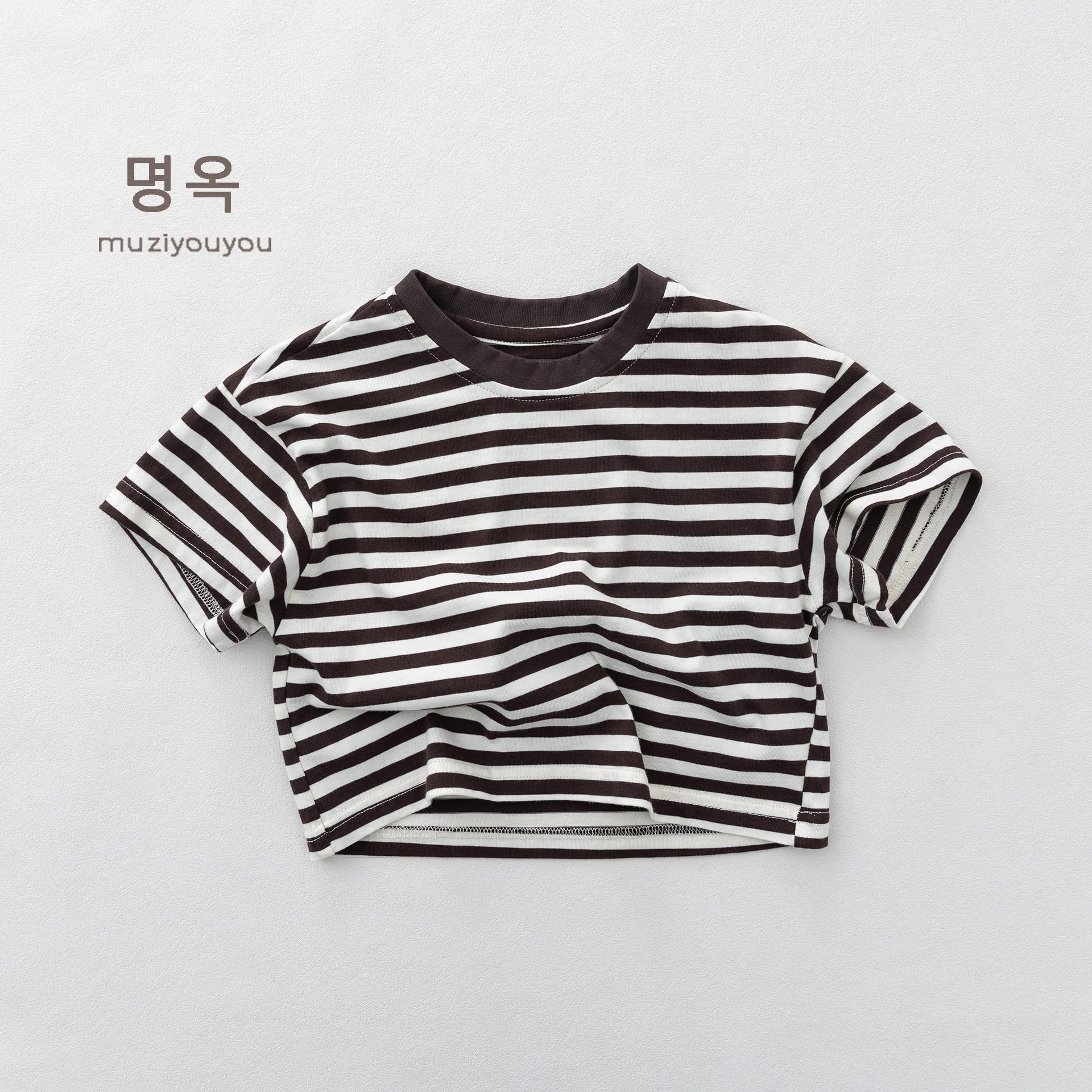 Crew Neck Striped Short Sleeve T-Shirt ボーダー 半袖Tシャツ【mh0013154】 Black / 80cm 명옥 muziyouyou 半袖Tシャツ