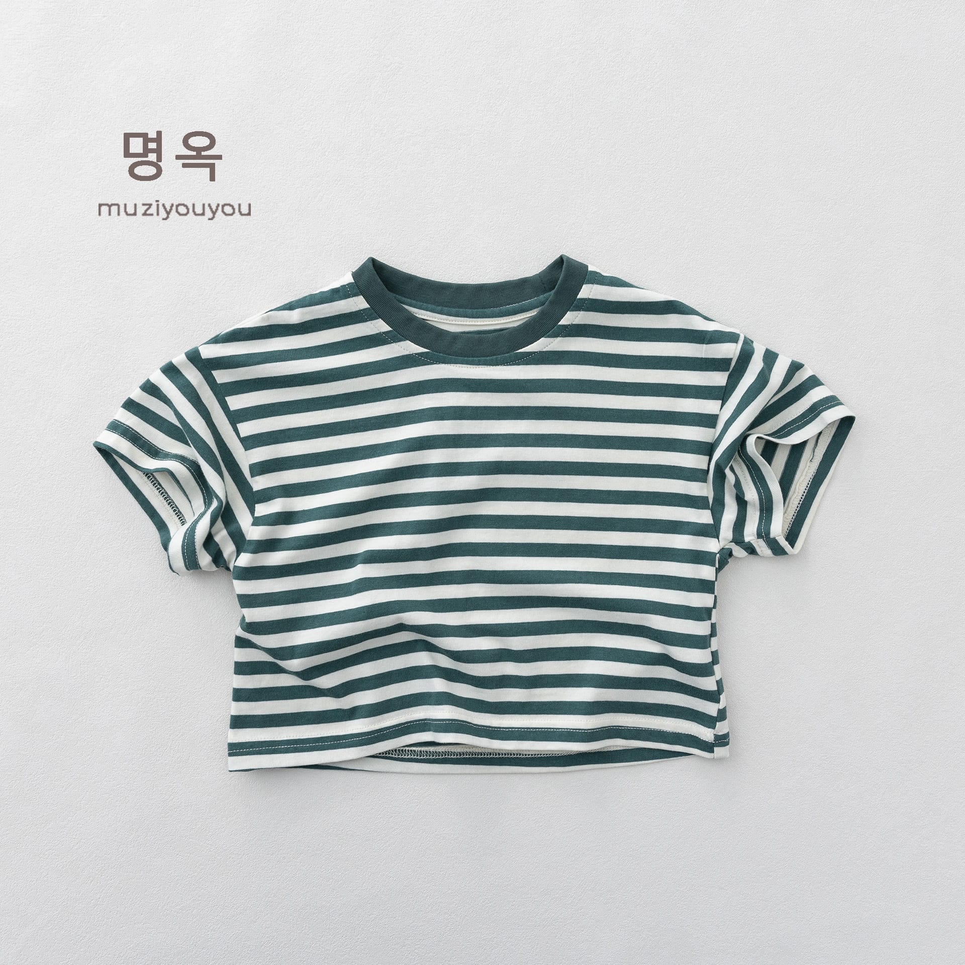 Crew Neck Striped Short Sleeve T-Shirt ボーダー 半袖Tシャツ【mh0013154】 Green / 80cm 명옥 muziyouyou 半袖Tシャツ
