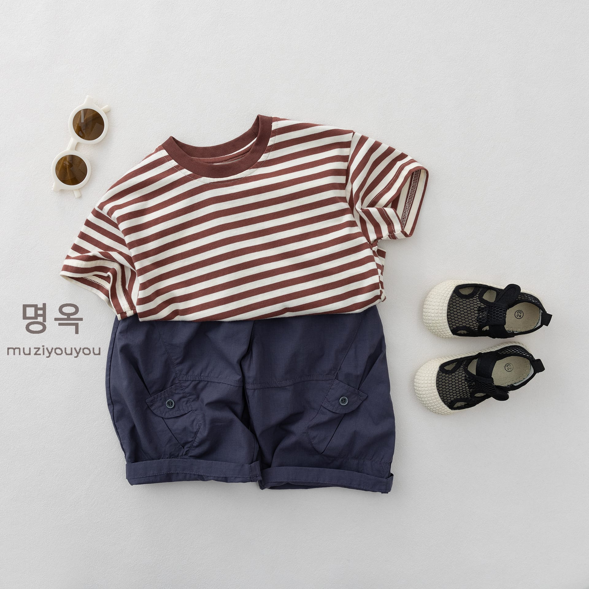 Crew Neck Striped Short Sleeve T-Shirt ボーダー 半袖Tシャツ【mh0013154】 명옥 muziyouyou 半袖Tシャツ