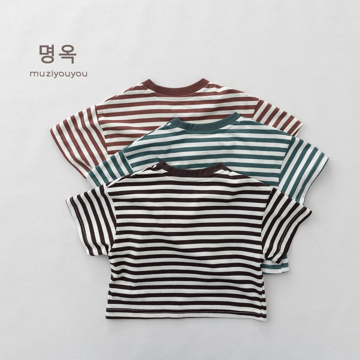 Crew Neck Striped Short Sleeve T-Shirt ボーダー 半袖Tシャツ【mh0013154】 명옥 muziyouyou 半袖Tシャツ