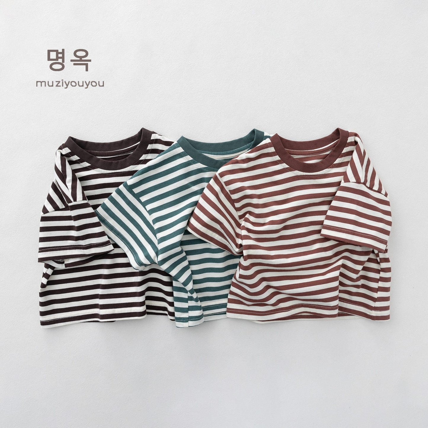 Crew Neck Striped Short Sleeve T-Shirt ボーダー 半袖Tシャツ【mh0013154】 명옥 muziyouyou 半袖Tシャツ