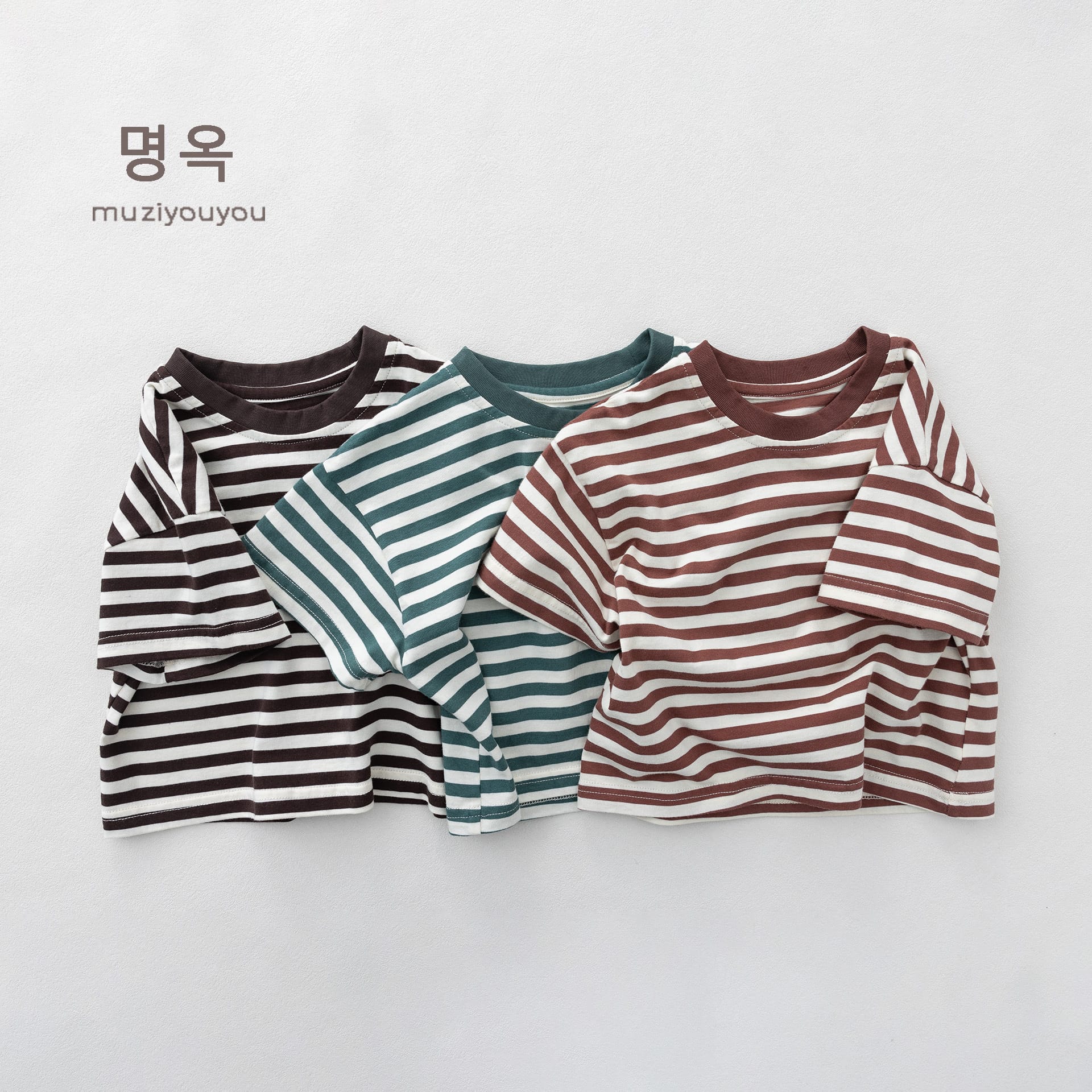 Crew Neck Striped Short Sleeve T-Shirt ボーダー 半袖Tシャツ【mh0013154】 명옥 muziyouyou 半袖Tシャツ