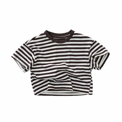 Crew Neck Striped Short Sleeve T-Shirt ボーダー 半袖Tシャツ【mh0013154】 명옥 muziyouyou 半袖Tシャツ