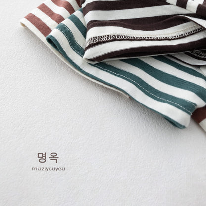 Crew Neck Striped Short Sleeve T-Shirt ボーダー 半袖Tシャツ【mh0013154】 명옥 muziyouyou 半袖Tシャツ