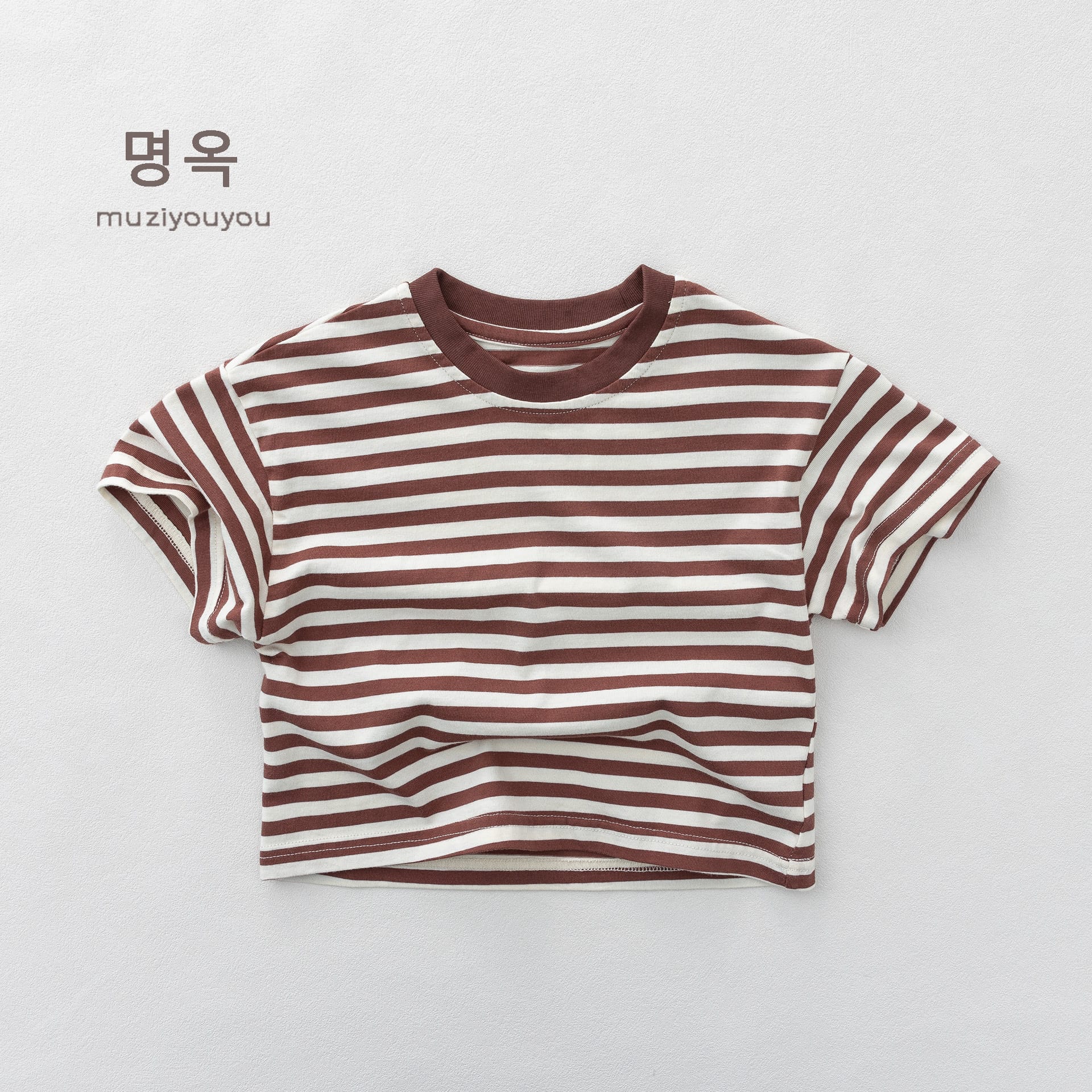 Crew Neck Striped Short Sleeve T-Shirt ボーダー 半袖Tシャツ【mh0013154】 Red / 80cm 명옥 muziyouyou 半袖Tシャツ