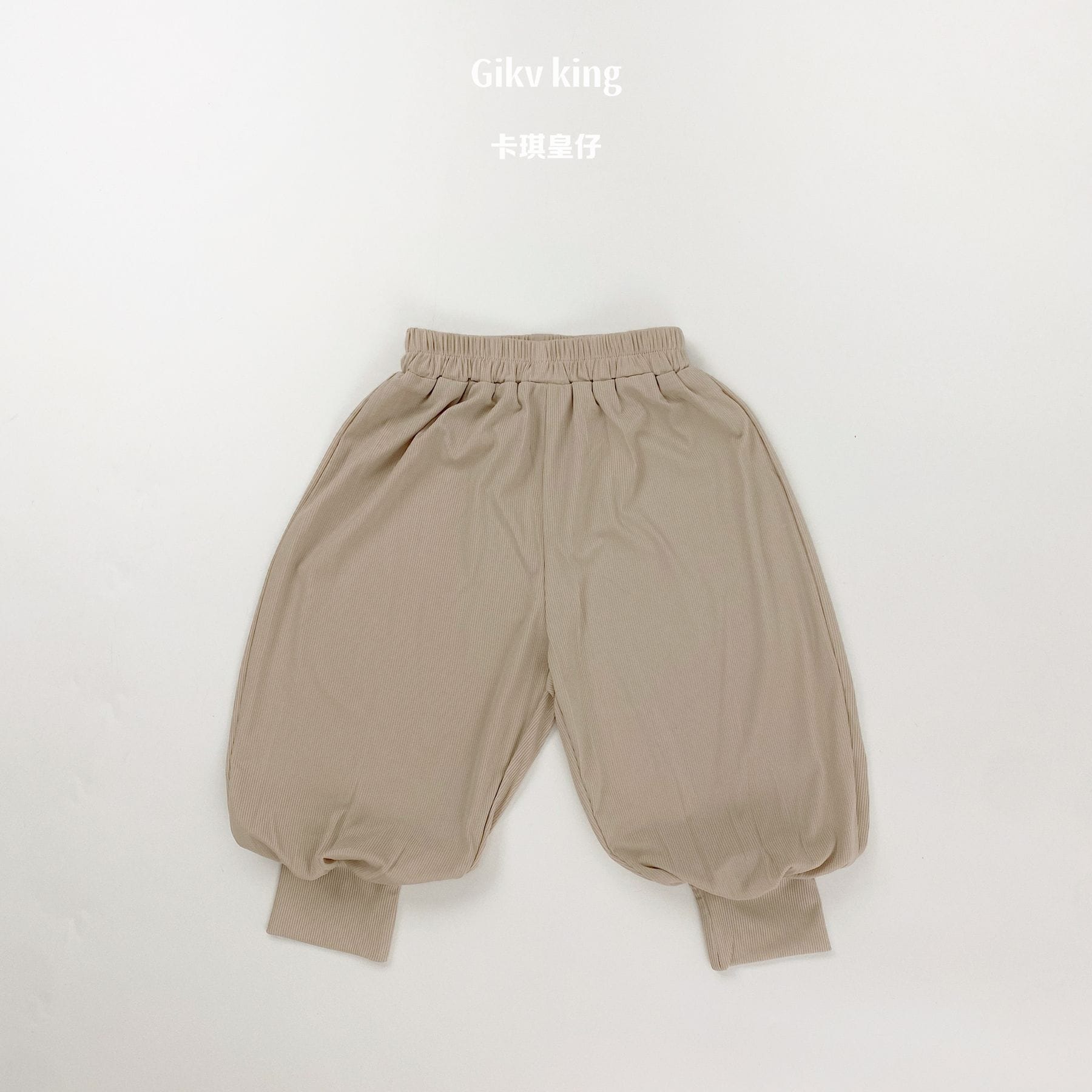 Cuffed Hem Breathable Jogger Pants 無地 コットン ジョガーパンツ【mh0012843】 Beige Apricot / 80cm Gikv king ハーフパンツ・ショートパンツ