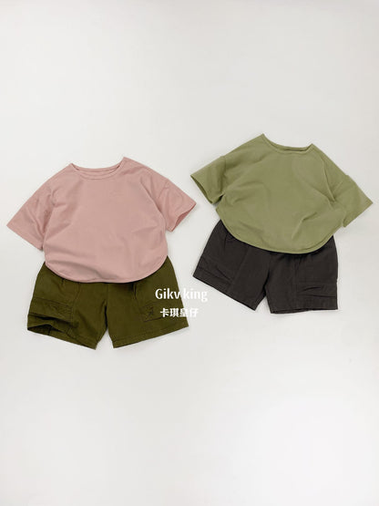 Curved Hem Solid Short Sleeve T-shirt クルーネック 無地 半袖Tシャツ【mh0012830】 Gikv king 半袖Tシャツ