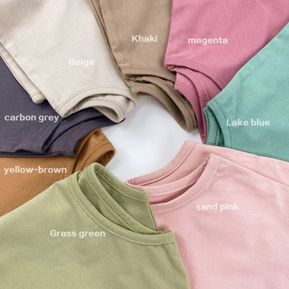 Curved Hem Solid Short Sleeve T-shirt クルーネック 無地 半袖Tシャツ【mh0012830】 Gikv king 半袖Tシャツ