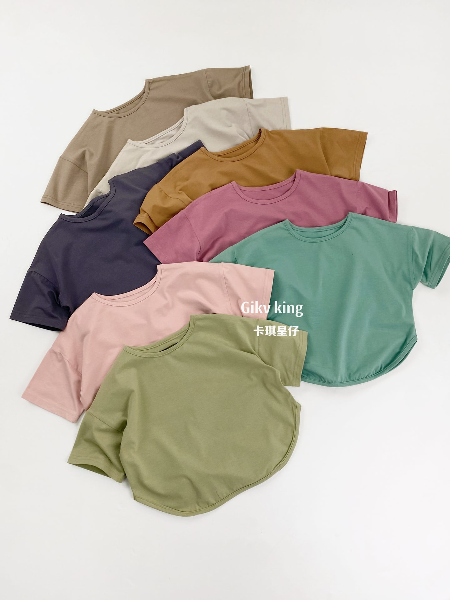 Curved Hem Solid Short Sleeve T-shirt クルーネック 無地 半袖Tシャツ【mh0012830】 Gikv king 半袖Tシャツ