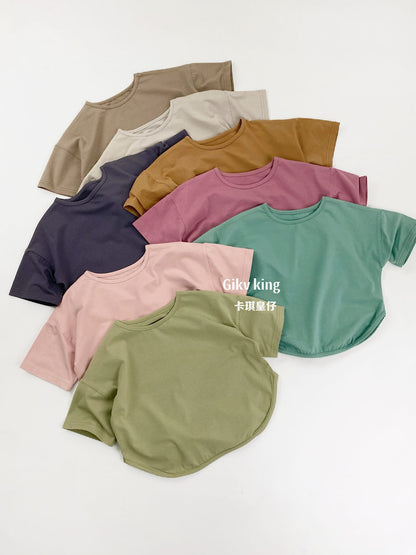 Curved Hem Solid Short Sleeve T-shirt クルーネック 無地 半袖Tシャツ【mh0012830】 Gikv king 半袖Tシャツ
