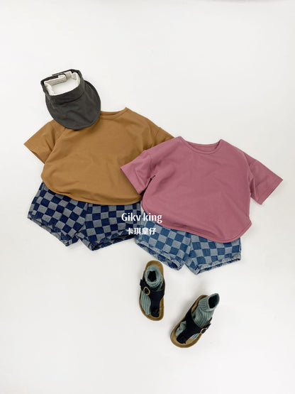 Curved Hem Solid Short Sleeve T-shirt クルーネック 無地 半袖Tシャツ【mh0012830】 Gikv king 半袖Tシャツ