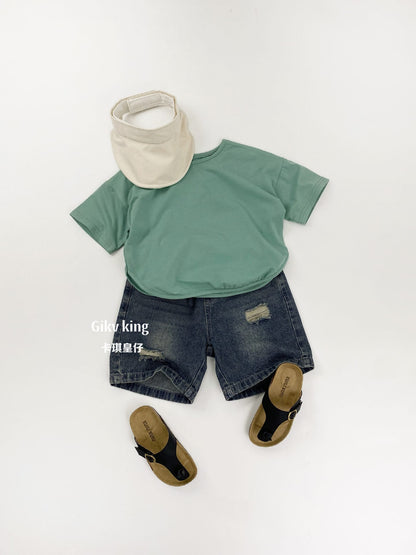 Curved Hem Solid Short Sleeve T-shirt クルーネック 無地 半袖Tシャツ【mh0012830】 Gikv king 半袖Tシャツ