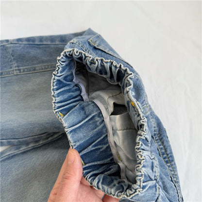 Cut-off Distressed Wide Leg Jeans カットオフ ワイドデニムパンツ【mh0012272】 GL-Kids