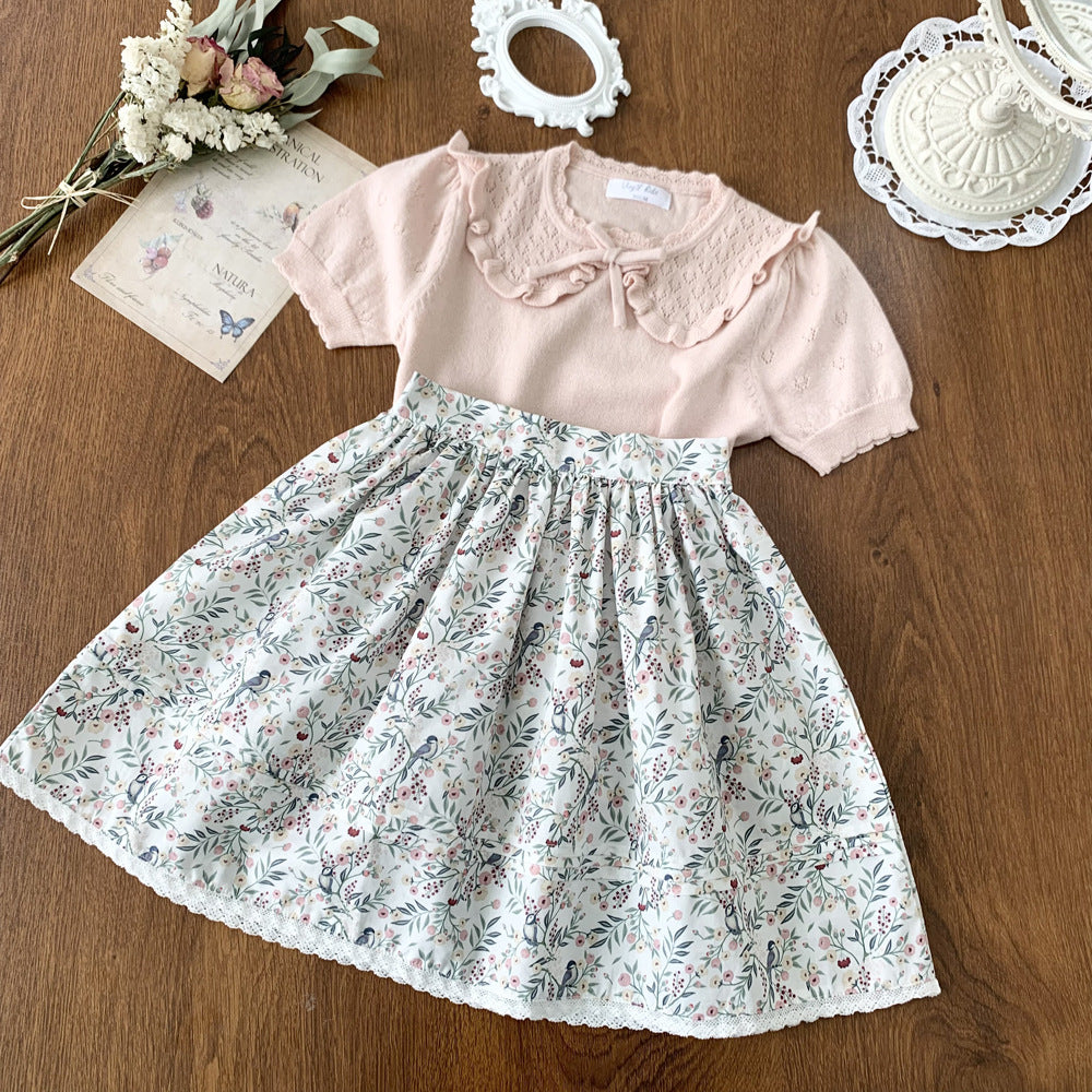 Cut-out Knit Fake Collar Blouse レースニット 襟付き半袖ブラウス【mh0012262】 Virgil kids