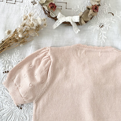 Cut-out Knit Fake Collar Blouse レースニット 襟付き半袖ブラウス【mh0012262】 Virgil kids