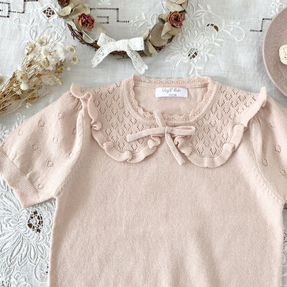 Cut-out Knit Fake Collar Blouse レースニット 襟付き半袖ブラウス【mh0012262】 Virgil kids