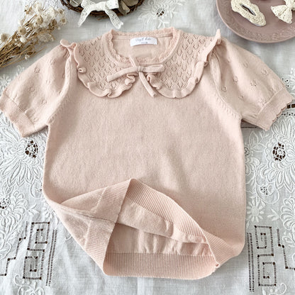 Cut-out Knit Fake Collar Blouse レースニット 襟付き半袖ブラウス【mh0012262】 Virgil kids