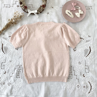 Cut-out Knit Fake Collar Blouse レースニット 襟付き半袖ブラウス【mh0012262】 Virgil kids