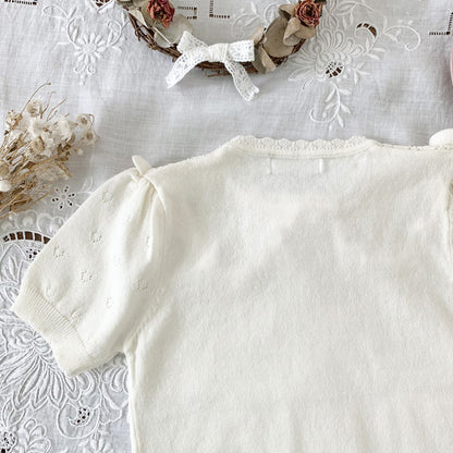Cut-out Knit Fake Collar Blouse レースニット 襟付き半袖ブラウス【mh0012262】 Virgil kids