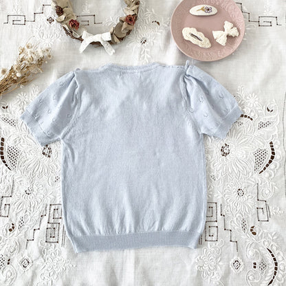 Cut-out Knit Fake Collar Blouse レースニット 襟付き半袖ブラウス【mh0012262】 Virgil kids
