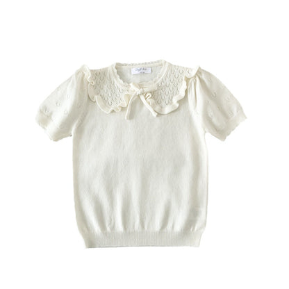 Cut-out Knit Fake Collar Blouse レースニット 襟付き半袖ブラウス【mh0012262】 Virgil kids