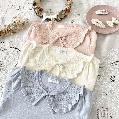 Cut-out Knit Fake Collar Blouse レースニット 襟付き半袖ブラウス【mh0012262】 Virgil kids