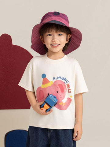 Cute Animal Graphic Cotton T-shirt アニマル プリント コットン Tシャツ【mh0012741】 Beige / 90cm YoehYaul 半袖Tシャツ