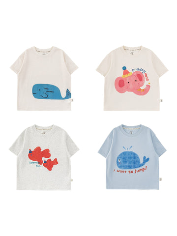Cute Animal Graphic Cotton T-shirt アニマル プリント コットン Tシャツ【mh0012741】 YoehYaul 半袖Tシャツ