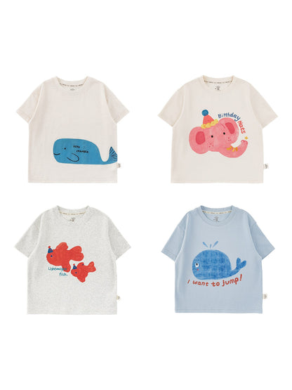 Cute Animal Graphic Cotton T-shirt アニマル プリント コットン Tシャツ【mh0012741】 YoehYaul 半袖Tシャツ