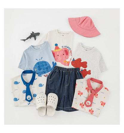 Cute Animal Graphic Cotton T-shirt アニマル プリント コットン Tシャツ【mh0012741】 YoehYaul 半袖Tシャツ