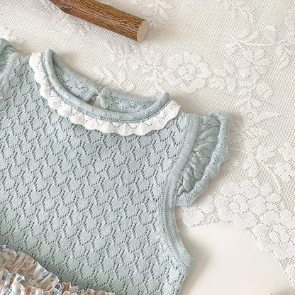 タンクトップ・キャミソール・ノースリーブトップス ベビーキッズトップス サマーニット レースニット ノースリーブカットソー 2カラー【mh0005339】