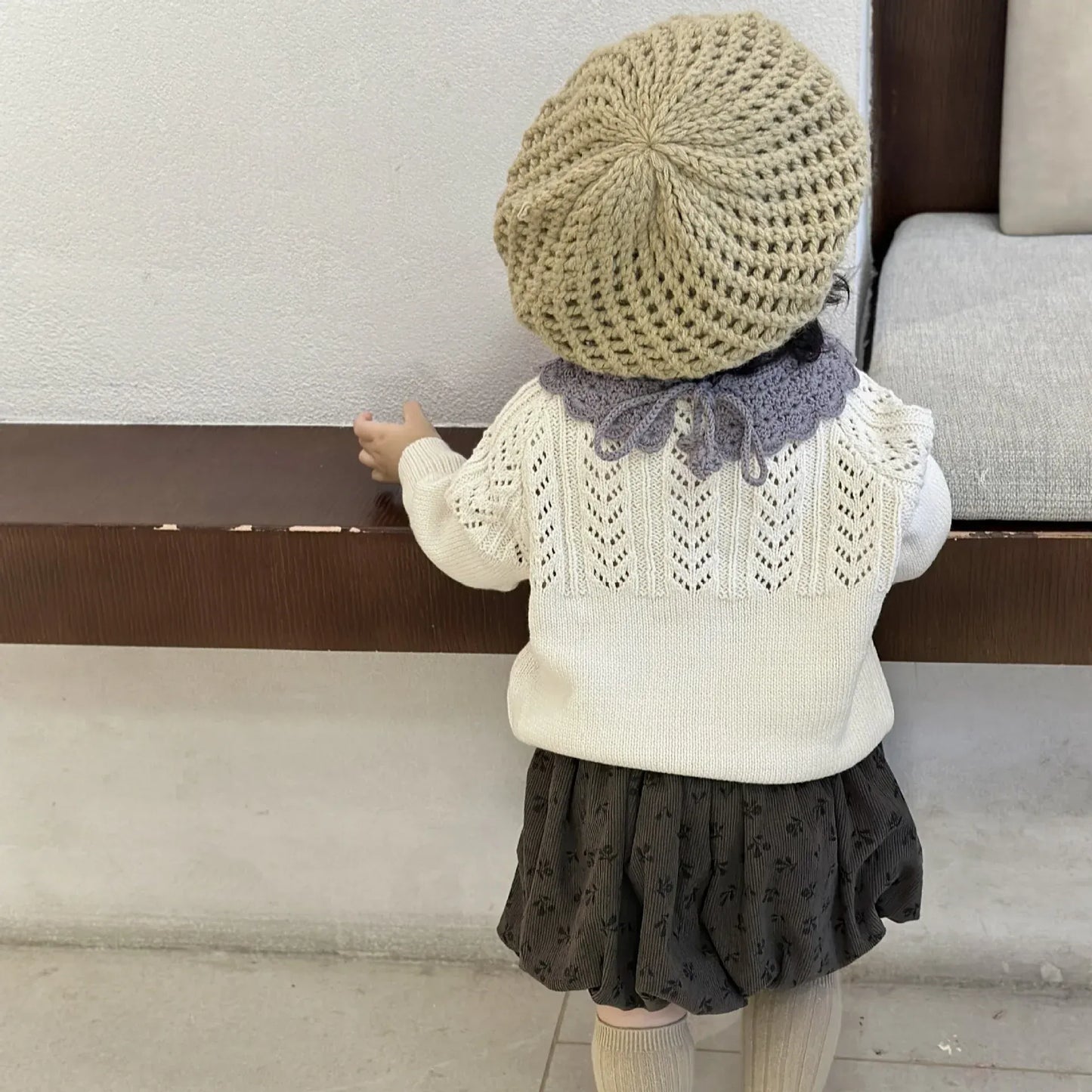 ニット・セーター ベビーキッズトップス レースニットぽんぽんセータートップス 2カラー【mh0006728】