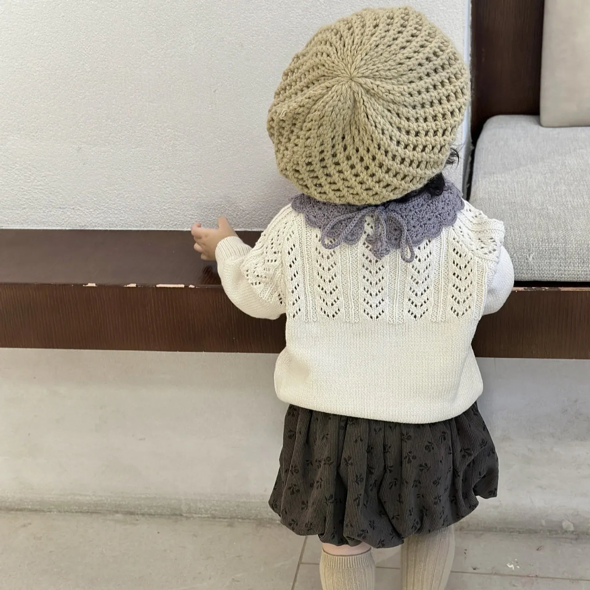 ニット・セーター ベビーキッズトップス レースニットぽんぽんセータートップス 2カラー【mh0006728】