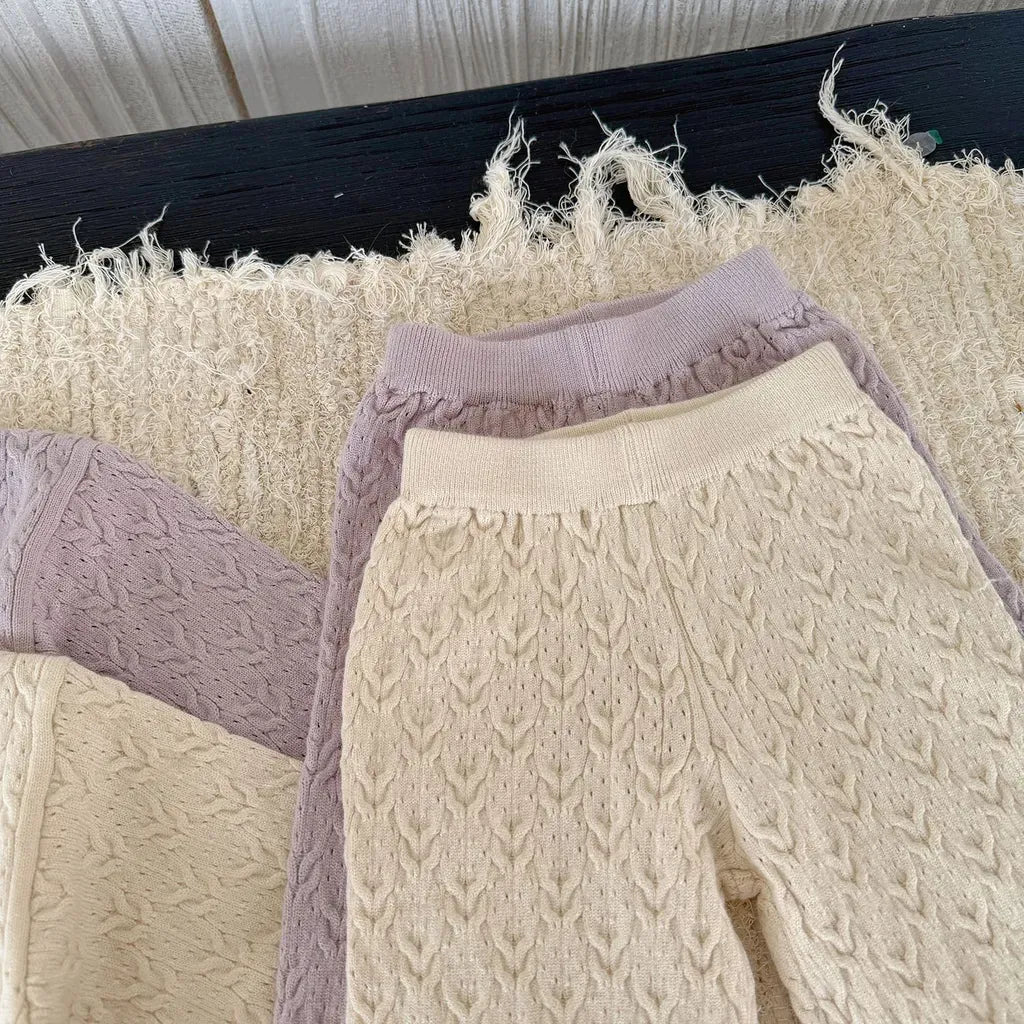 長袖セットアップ フラワー刺繍ニットプルオーバー+ワイドパンツ 2点セット【mh0011161】