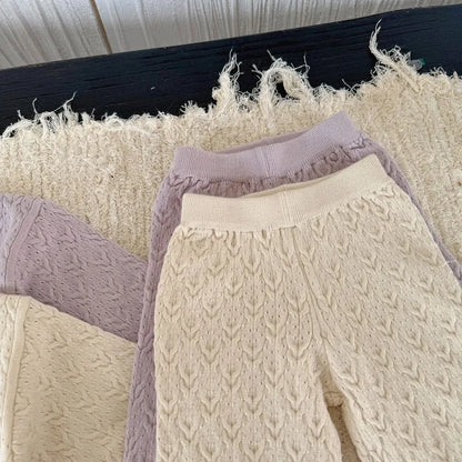 長袖セットアップ フラワー刺繍ニットプルオーバー+ワイドパンツ 2点セット【mh0011161】