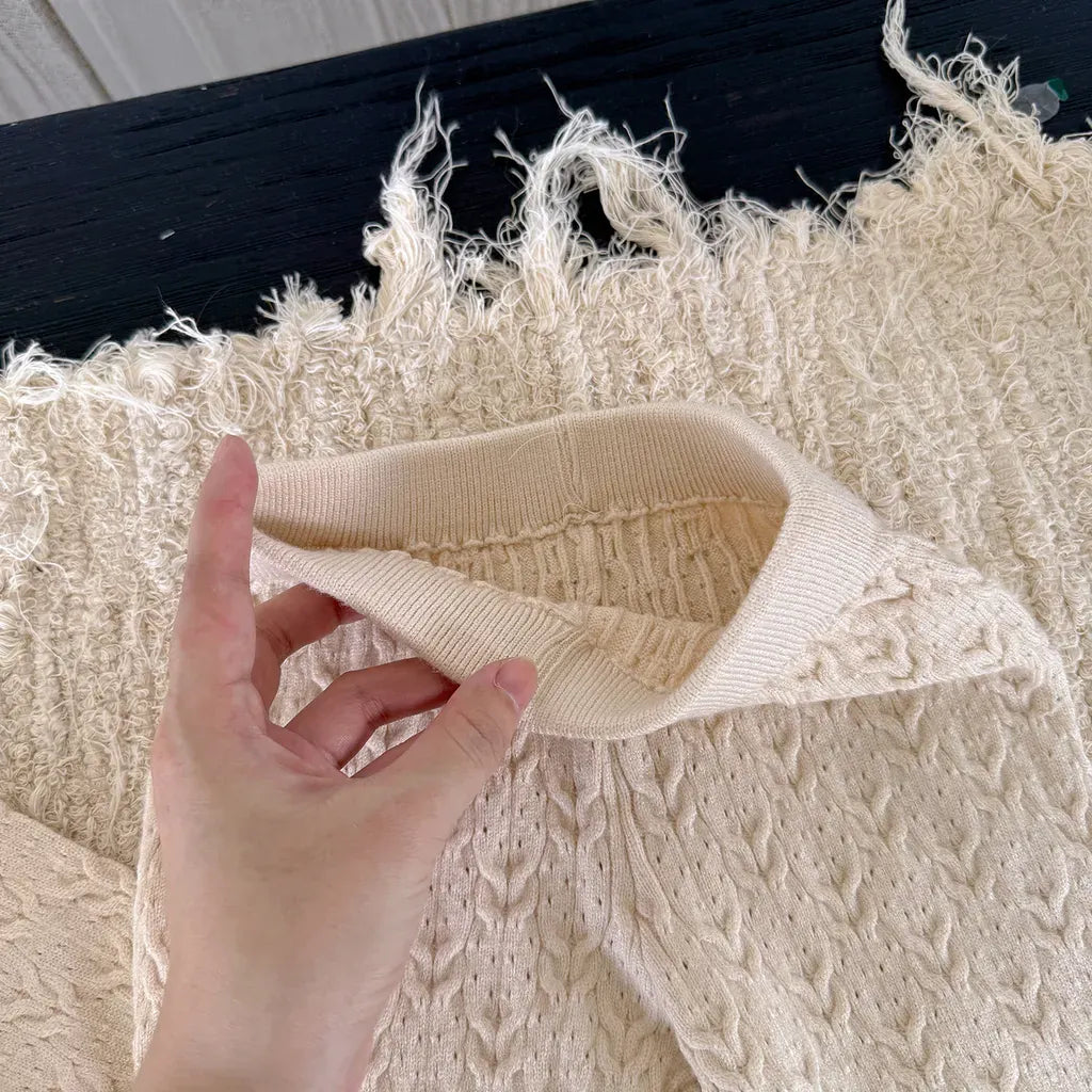 長袖セットアップ フラワー刺繍ニットプルオーバー+ワイドパンツ 2点セット【mh0011161】