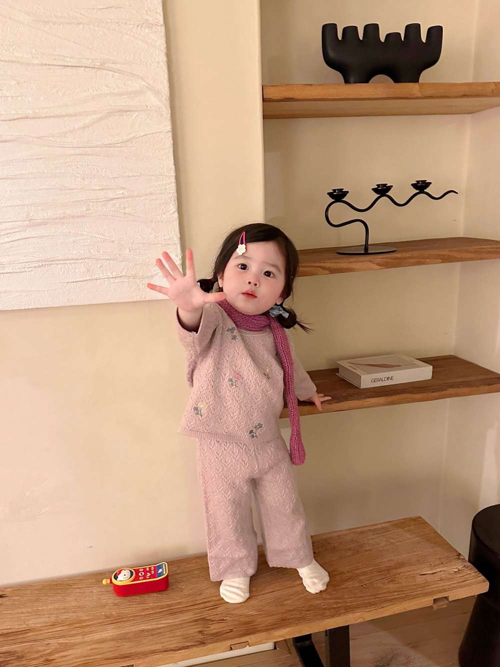 長袖セットアップ 長袖ニットセットアップ 2点セット フラワー刺繍 透かし編み ワイドパンツ【mh0011510】