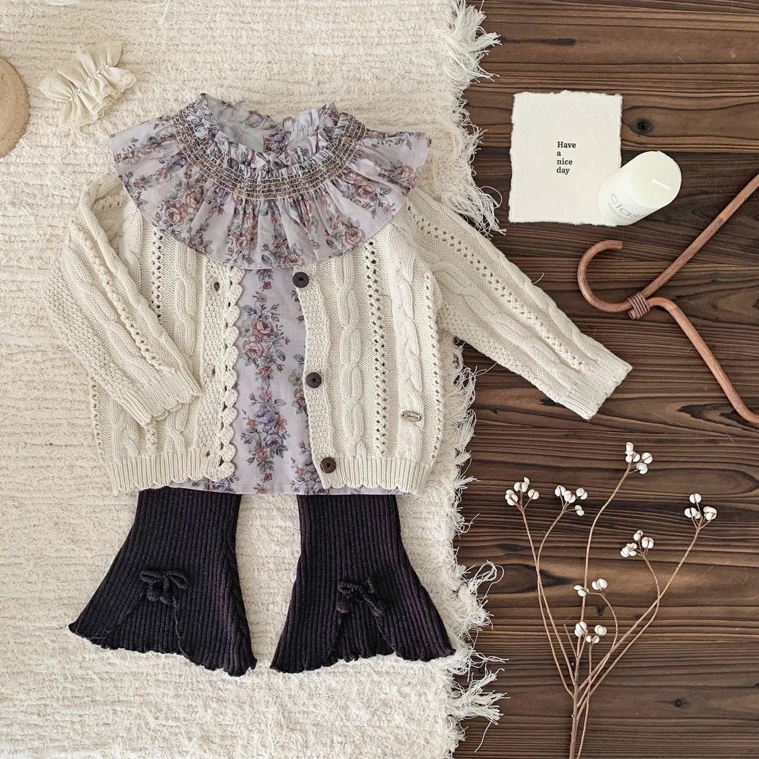 レギンスパンツ キッズパンツ リボンフロントオープンフレアレギンスパンツ 3カラー【mh0007239】