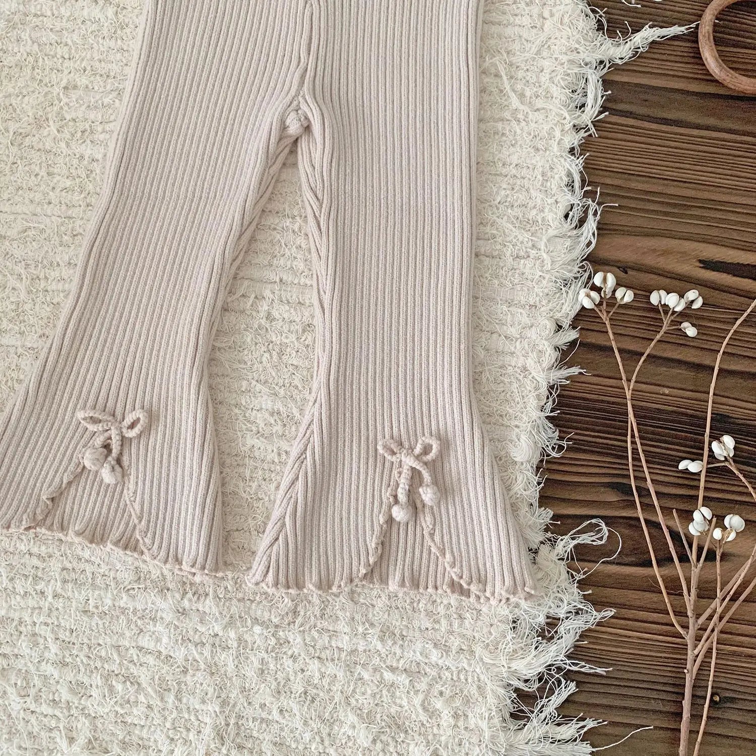 レギンスパンツ キッズパンツ リボンフロントオープンフレアレギンスパンツ 3カラー【mh0007239】