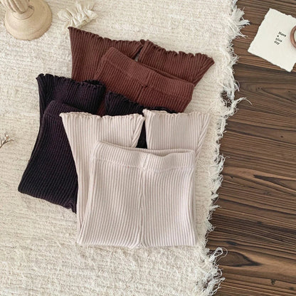 レギンスパンツ キッズパンツ リボンフロントオープンフレアレギンスパンツ 3カラー【mh0007239】