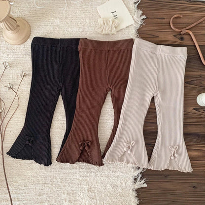 レギンスパンツ キッズパンツ リボンフロントオープンフレアレギンスパンツ 3カラー【mh0007239】