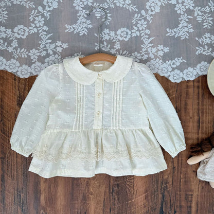 長袖シャツ・ブラウス Apricot / 73cm Lace Floral Doll Shirt レース付花柄ドールブラウス【mh0012115】