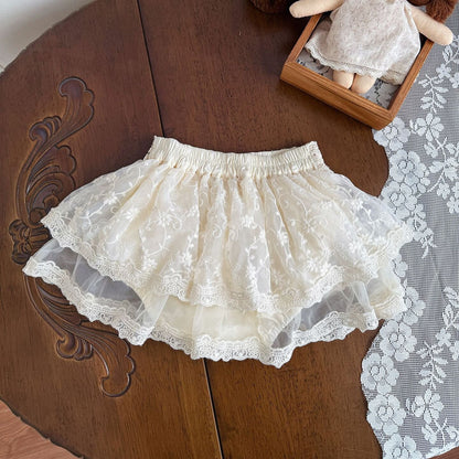 ブルマパンツ Apricot / 73cm Lace Trimmed Culotte Shorts レース切替 キュロットパンツ【mh0012153】