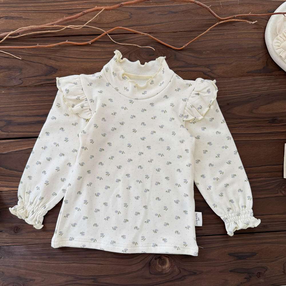 ロンパースセットアップ Apricot floral T-shirt / 80cm サスペンダーロンパース 手編み風 フラワーレース レースボンネット 帽子【mh0011504】