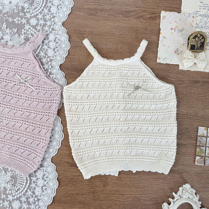 タンクトップ・キャミソール・ノースリーブトップス Apricot White【presale】 / 73cm レースニットキャミソールタンクトップス【mh0009791】